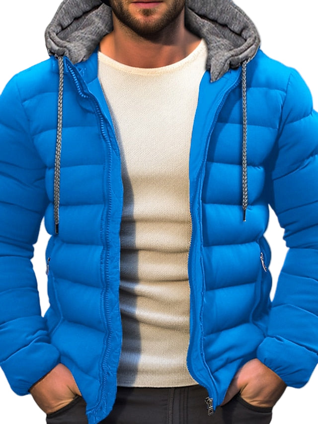 Herre Vinterfrakke med Lynlås og Hætte 0