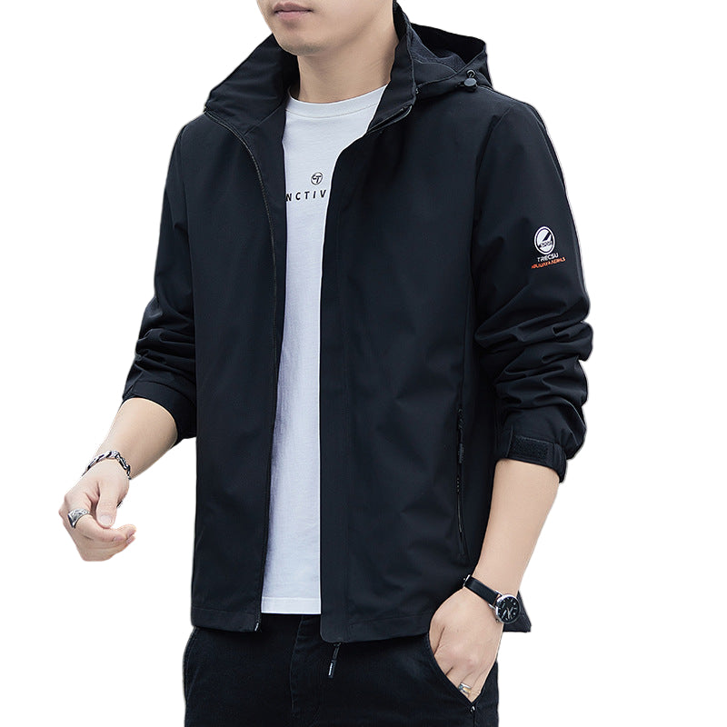 Herre Vinterjakke Vandafvisende Casual Windbreaker med Aftagelig Hætte 0