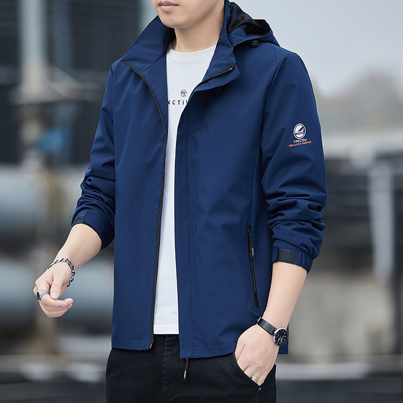 Herre Vinterjakke Vandafvisende Casual Windbreaker med Aftagelig Hætte 3