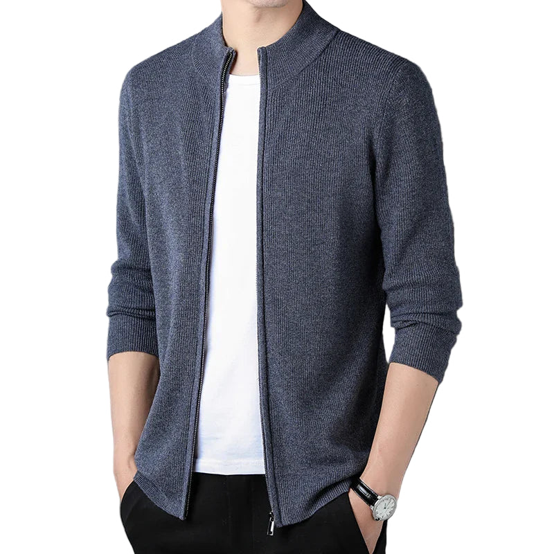 Herre Zip-Cardigan med Ståkrave 0