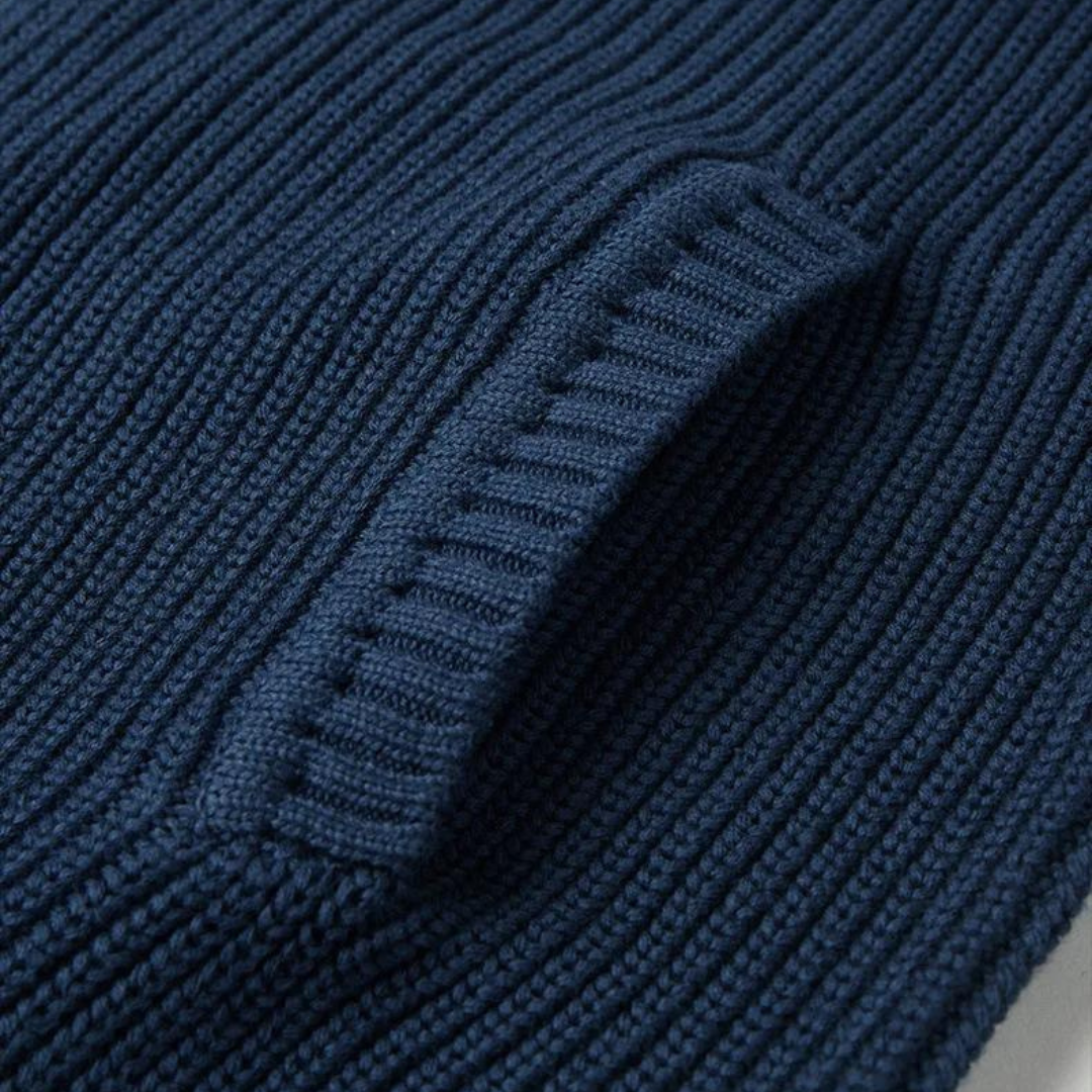 Herre Zip Neck Sweater Ribbet Design 5