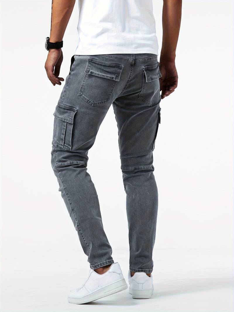 Herrebukser Cargo Jeans Tilpasset Fit Denim 5