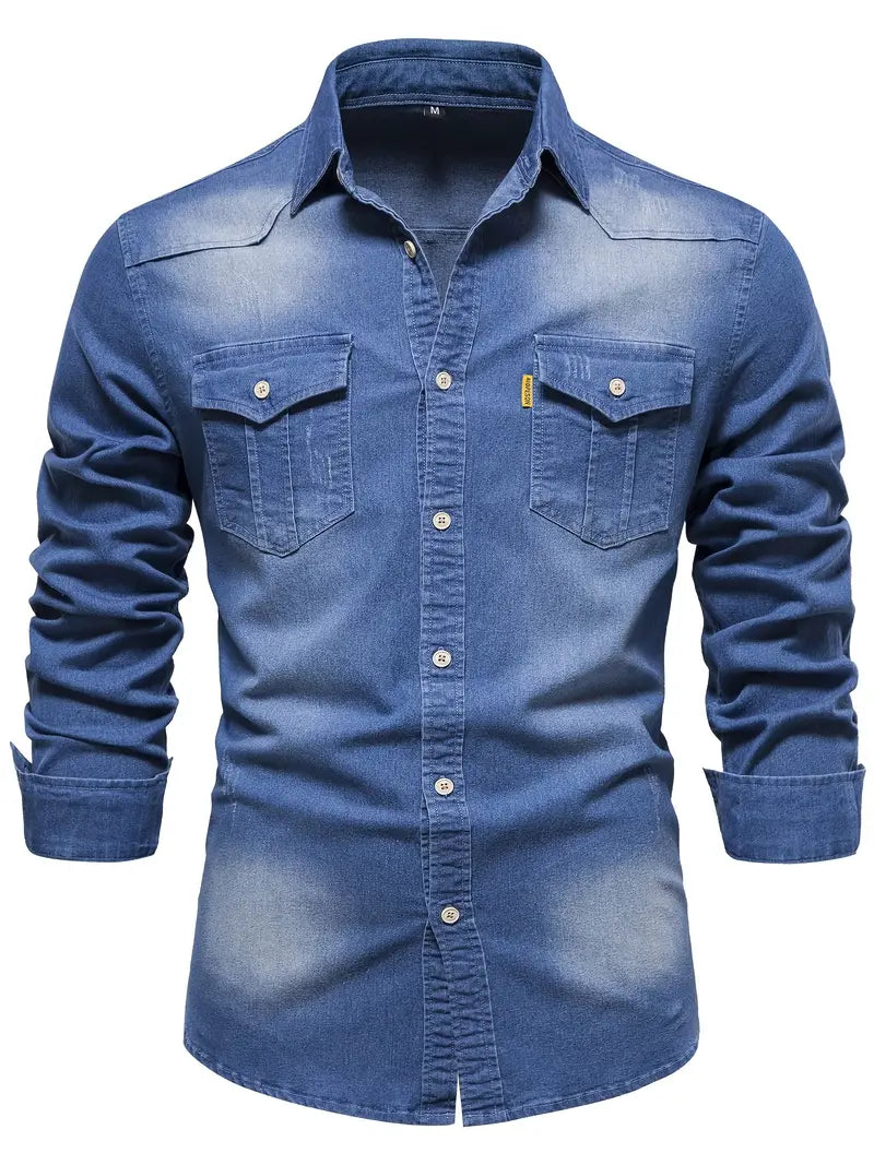 Herreskjorte i Denim til Mænds Stil 0