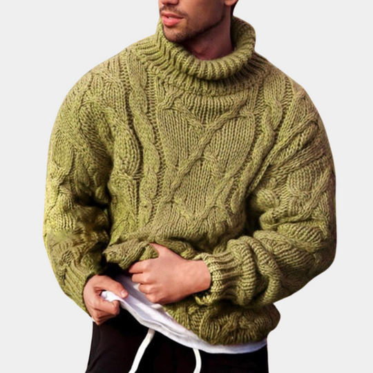 Herresweater med Rullekrave og Kabelstrik 2