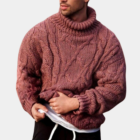 Herresweater med Rullekrave og Kabelstrik 3