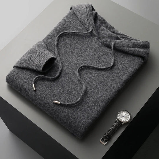 Hoodies Mænd i 100% Merinoull Casual Design med Snøre 11