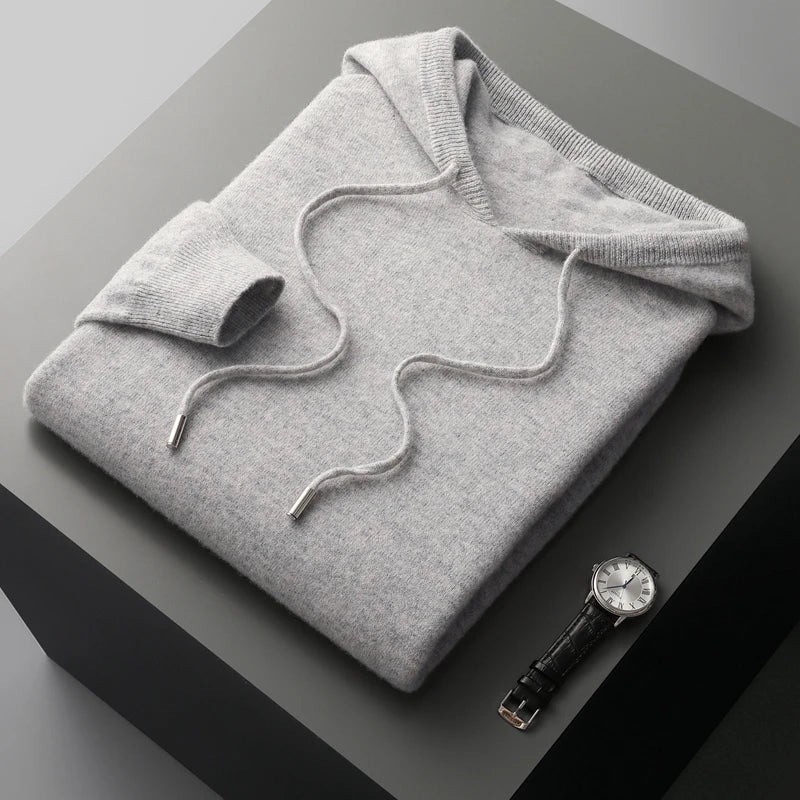 Hoodies Mænd i 100% Merinoull Casual Design med Snøre 12