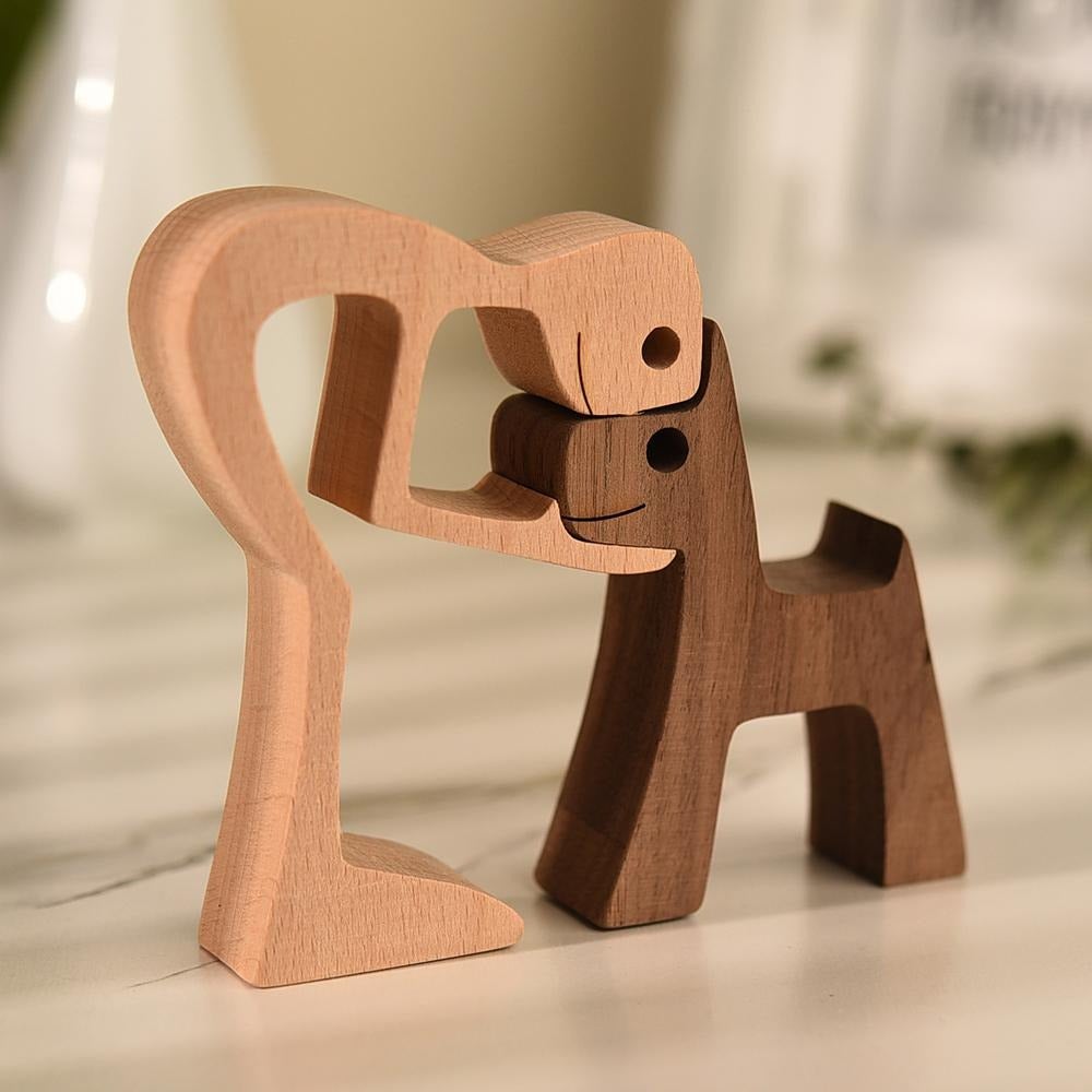 Hunde Figur Håndskåret Kunstværk 1