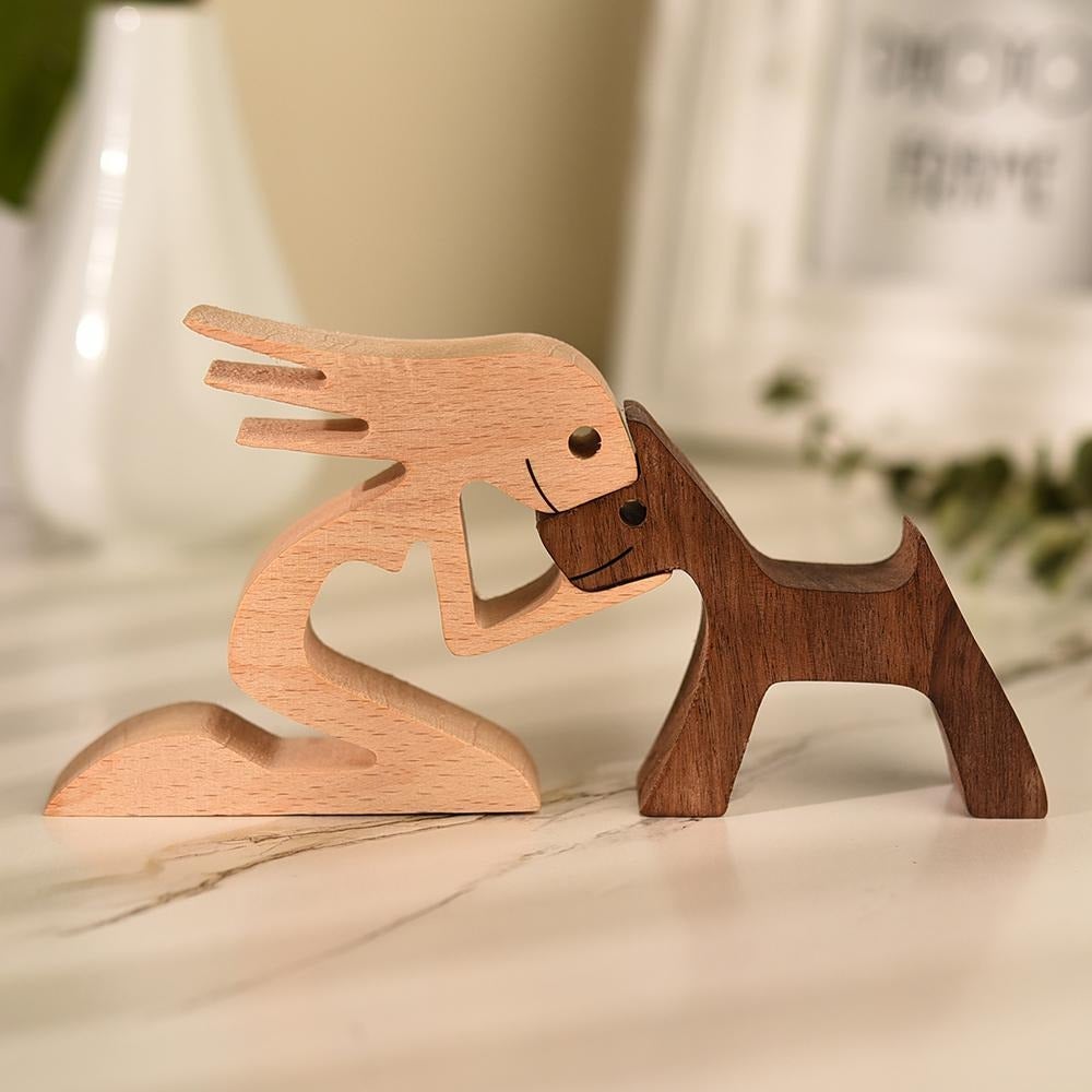 Hunde Figur Håndskåret Kunstværk 4