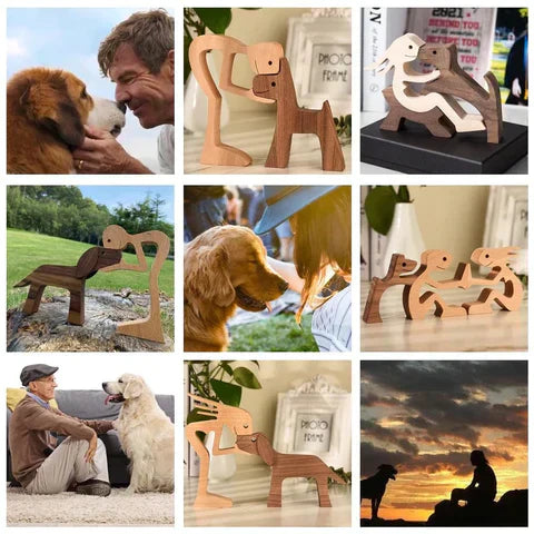 Hunde Figur Håndskåret Kunstværk 5