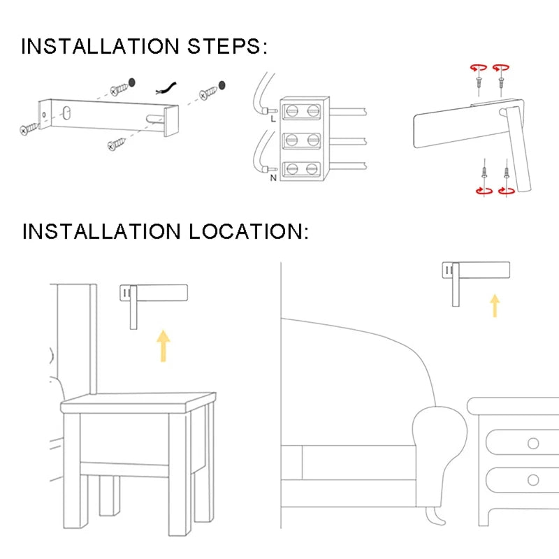 Justerbar LED-lampe til Sengebelysning Moderne Design 6