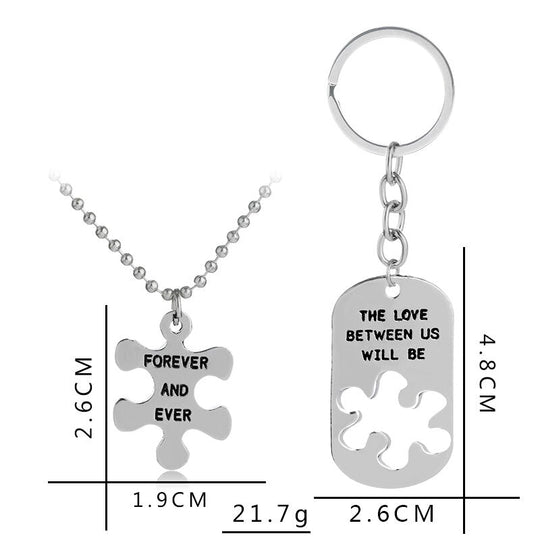 Kærligheden mellem os vil være for evigt og altid puslespil halskæde