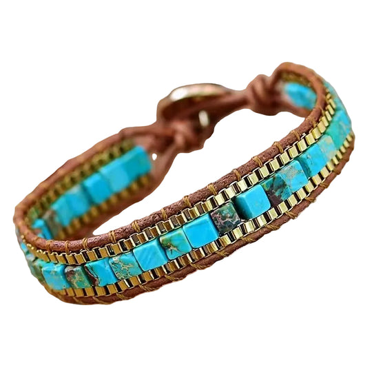 Kejsersten Armbånd Firkantet Kædedesign Boho Stil 0