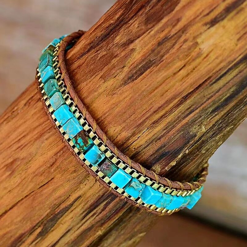 Kejsersten Armbånd Firkantet Kædedesign Boho Stil 2