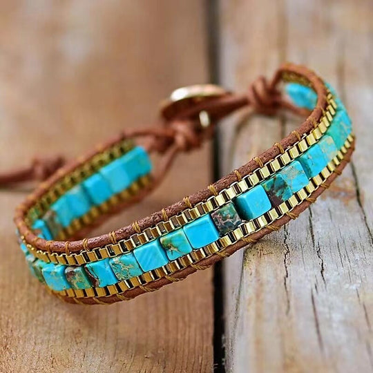 Kejsersten Armbånd Firkantet Kædedesign Boho Stil 3
