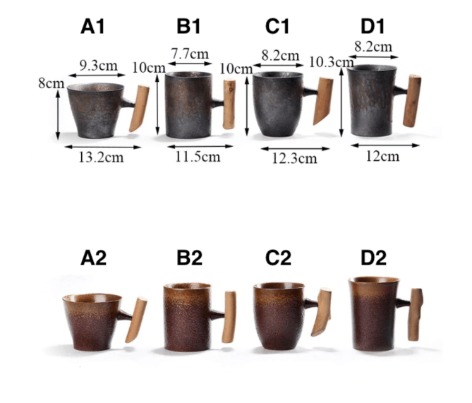 Keramisk Kaffekrus med Træhåndtag i Japansk Stil 0