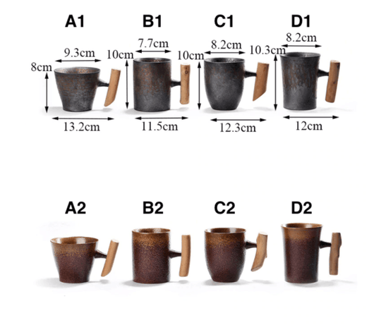 Keramisk Kaffekrus med Træhåndtag i Japansk Stil 0