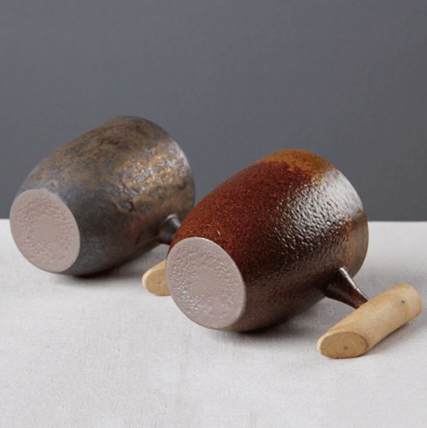 Keramisk Kaffekrus med Træhåndtag i Japansk Stil 3