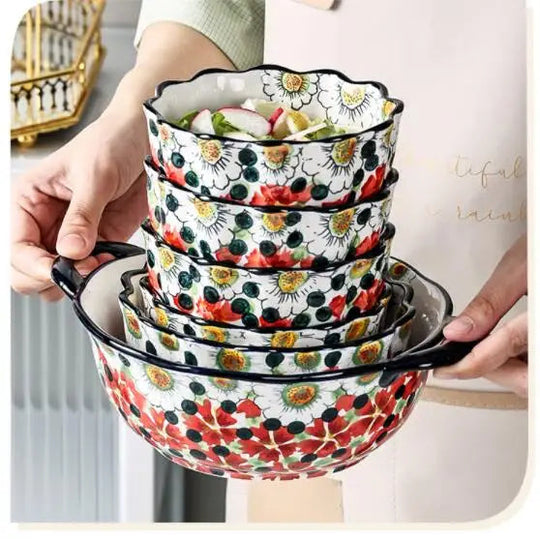 Keramiske Boller med Blomsterdesign 1