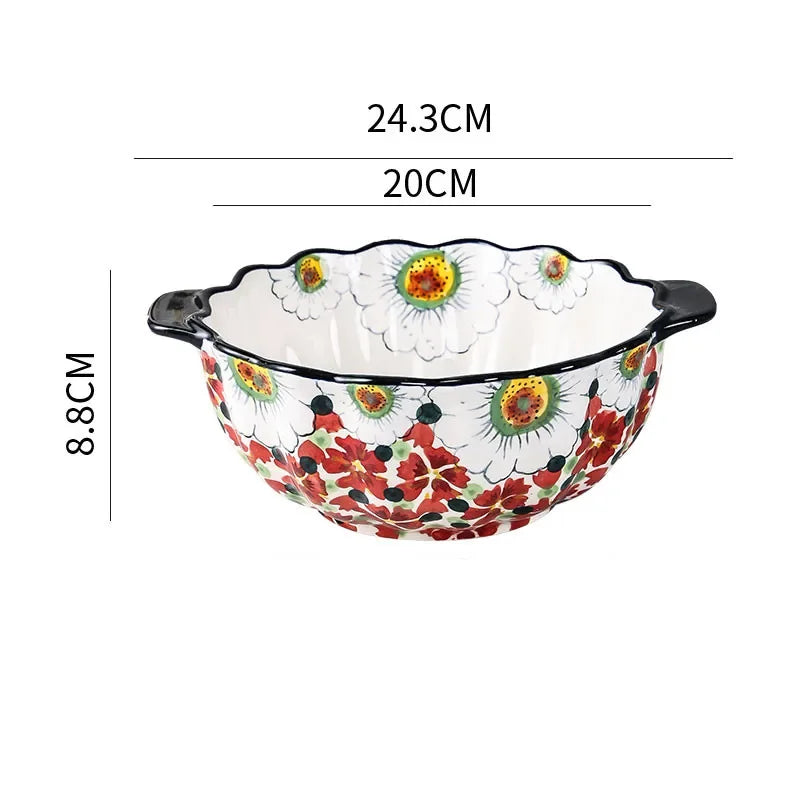 Keramiske Boller med Blomsterdesign 12