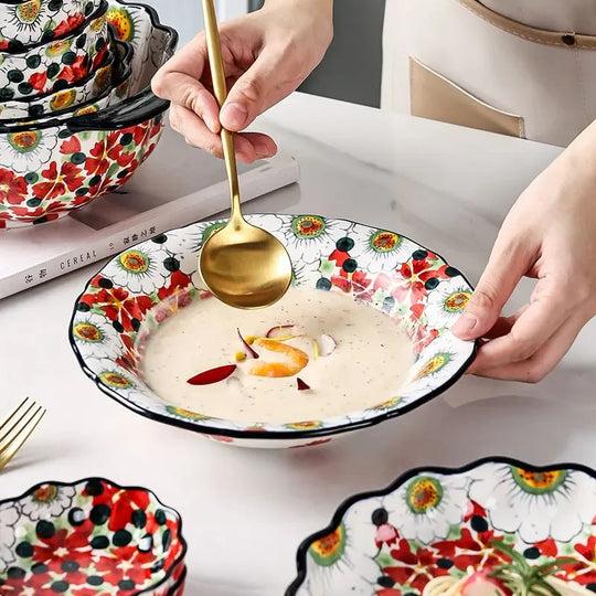 Keramiske Boller med Blomsterdesign 2