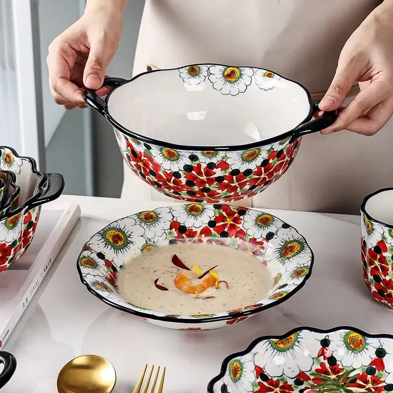 Keramiske Boller med Blomsterdesign 3
