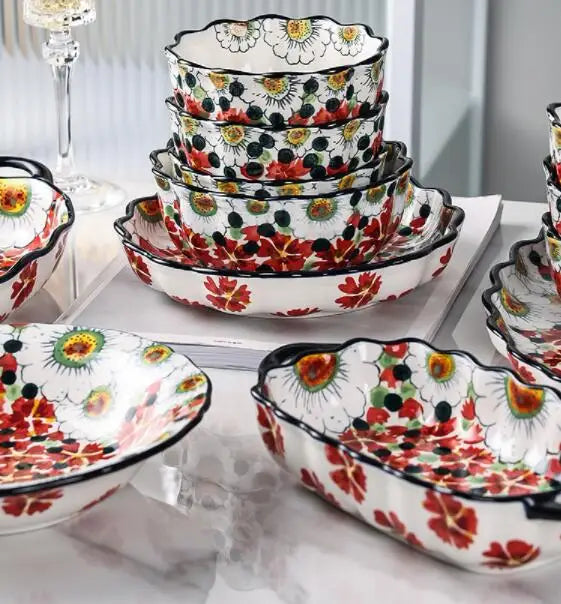 Keramiske Boller med Blomsterdesign 4