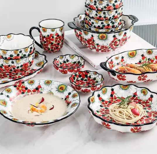 Keramiske Boller med Blomsterdesign 5