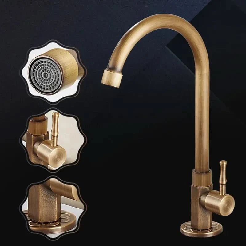 Køkkenhane Svanehals Design Antik Messing Finish 3