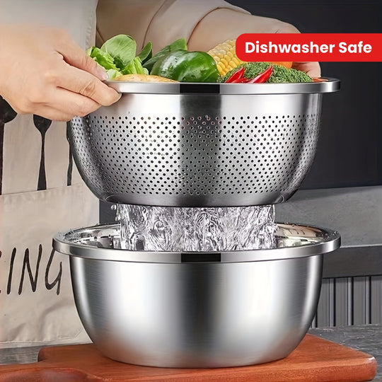 Køkkenredskaber Sæt - Multifunktionel Røreskål og Dørslag 1