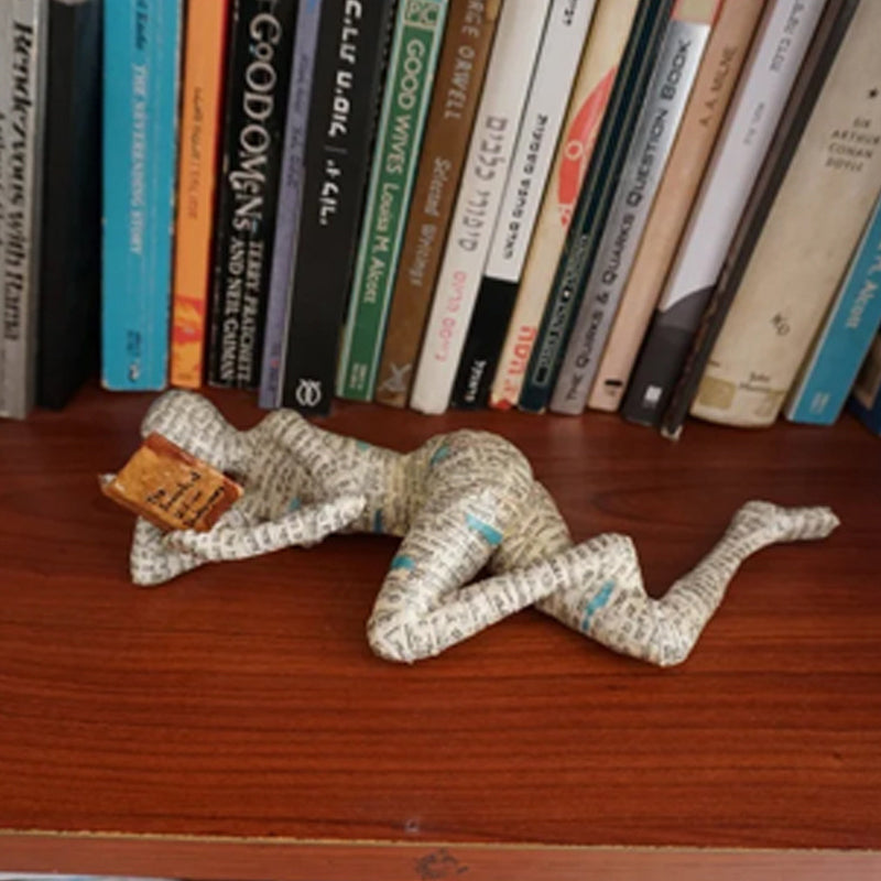 Kvinde Statue Læsende Ornament Moderne Design 8