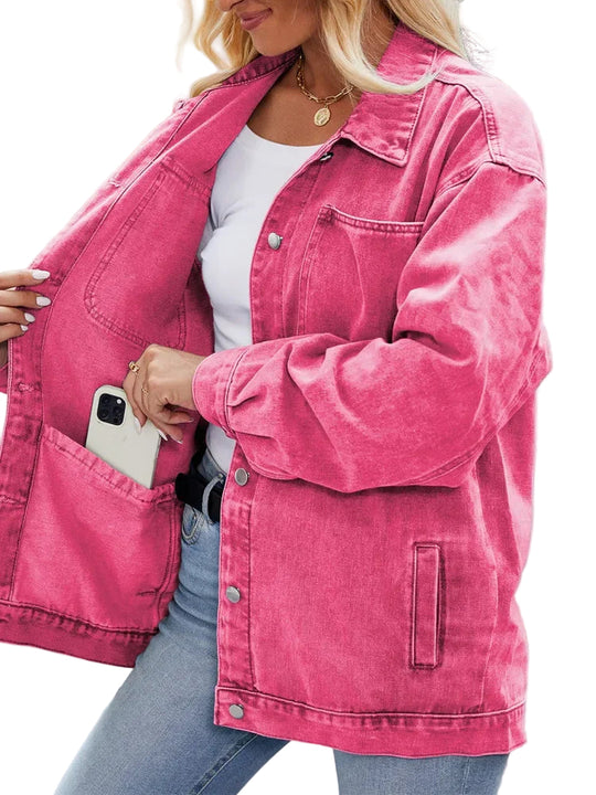 Kvindernes Denimjakke Overdimensioneret Stil 0