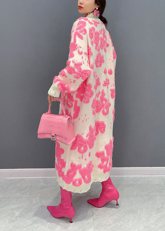 Kvindernes Højhalset Blomster Strik Kjole 3