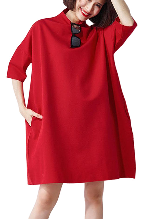 Kvindernes Klassiske Sommerkjole med Rullekrave og Halve Ærmer 0