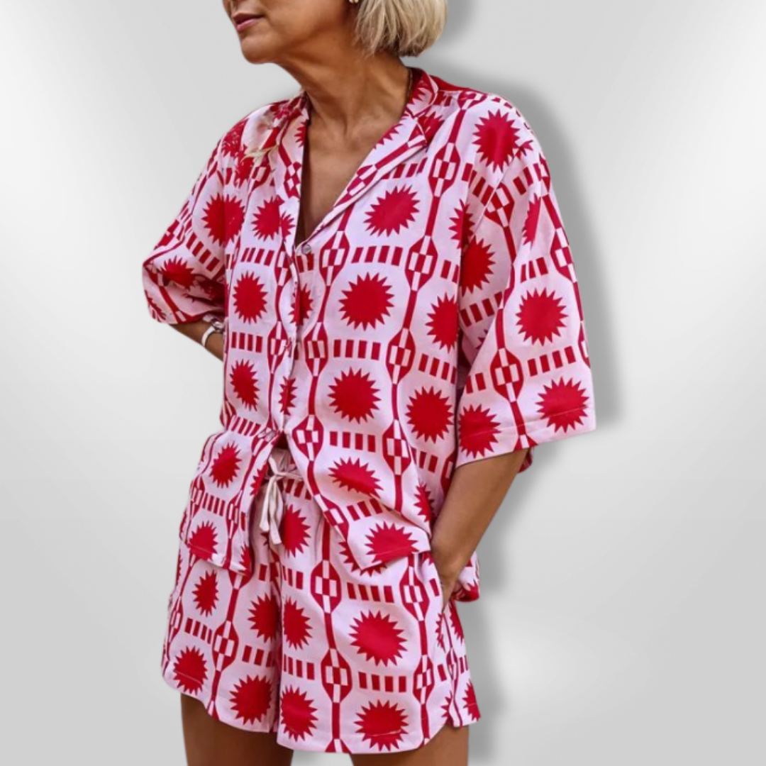 Kvinders 2-Piece Sæt Aftagelig Geometrisk Design 0