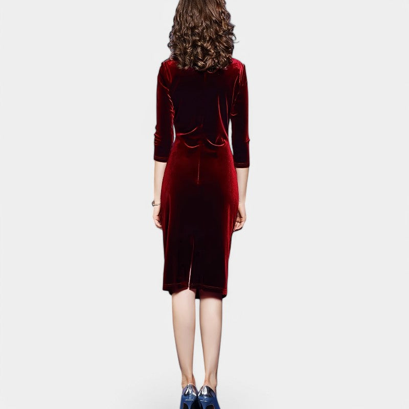 Kvinders Aftenkjole Asymmetrisk Udsnit Velour 2