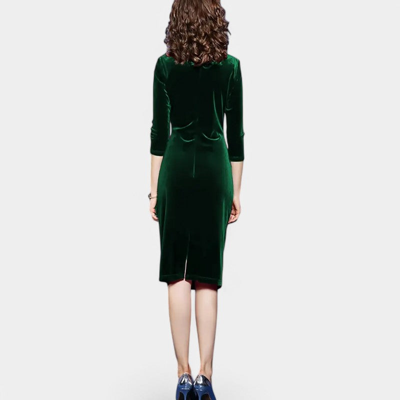 Kvinders Aftenkjole Asymmetrisk Udsnit Velour 6