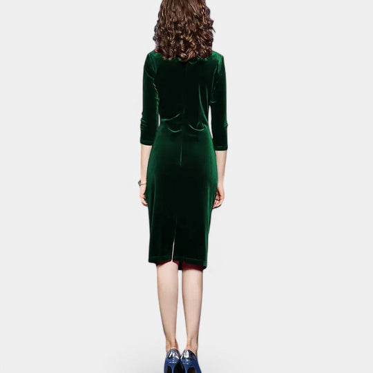 Kvinders Aftenkjole Asymmetrisk Udsnit Velour 6