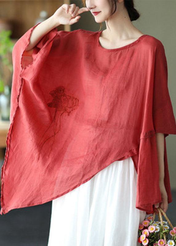 Kvinders Asymmetrisk Design Broderet Skjorte 1