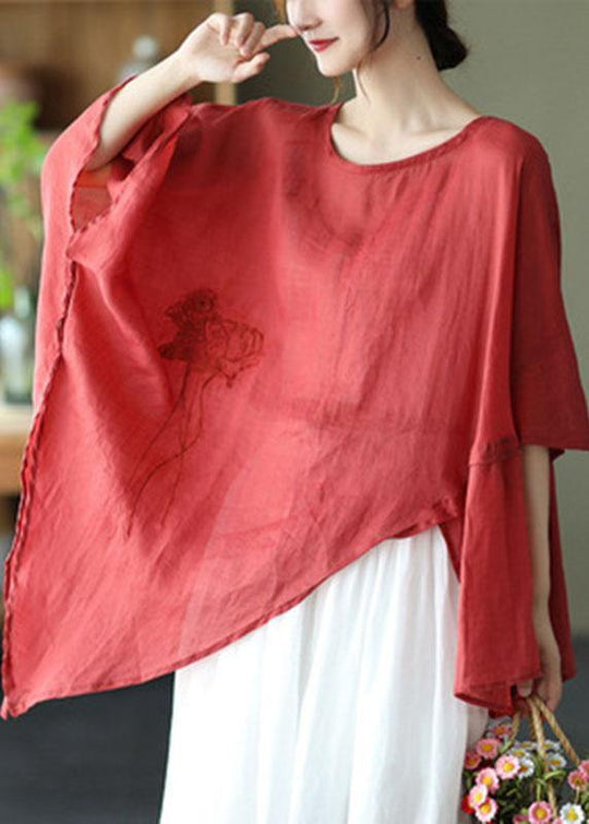 Kvinders Asymmetrisk Design Broderet Skjorte 1