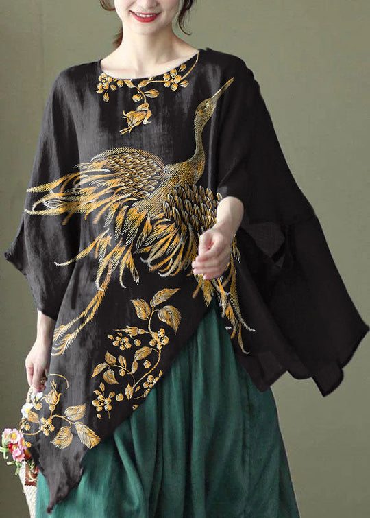 Kvinders Asymmetrisk Design Broderet Skjorte 5