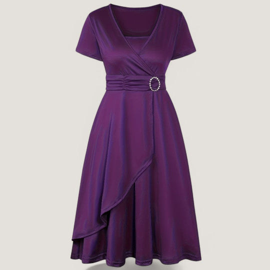 Kvinders Asymmetrisk Kjole med Strass Polyester 1