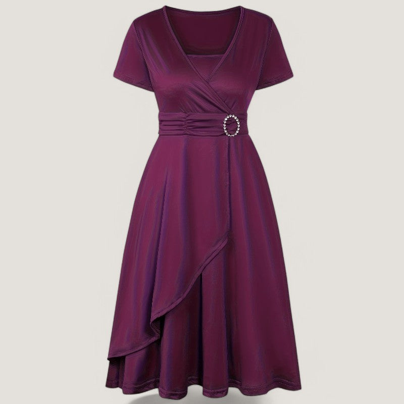 Kvinders Asymmetrisk Kjole med Strass Polyester 4