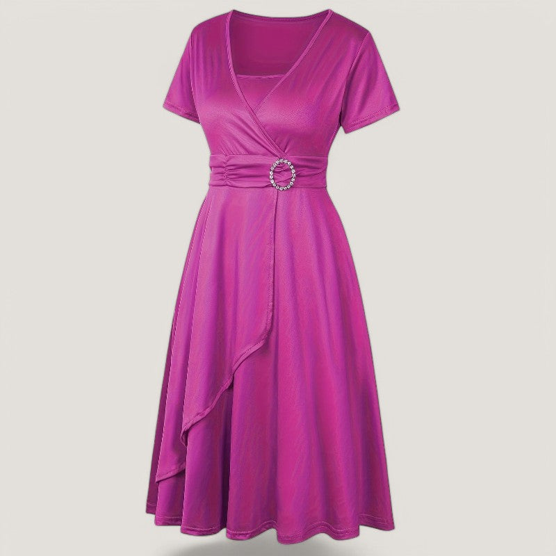 Kvinders Asymmetrisk Kjole med Strass Polyester 7