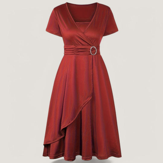 Kvinders Asymmetrisk Kjole med Strass Polyester 8