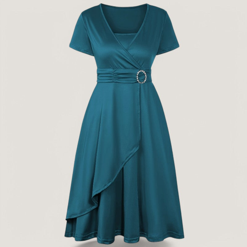 Kvinders Asymmetrisk Kjole med Strass Polyester 9