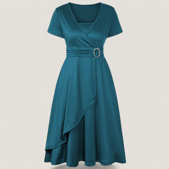 Kvinders Asymmetrisk Kjole med Strass Polyester 9