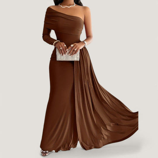 Kvinders Asymmetrisk Maxi Kjole Polyester Bodycon 1