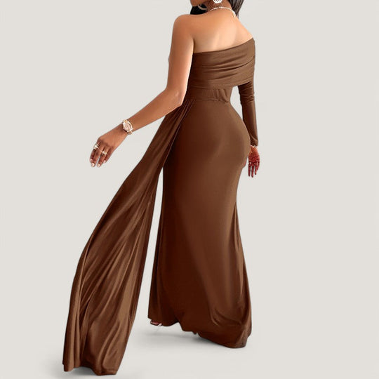 Kvinders Asymmetrisk Maxi Kjole Polyester Bodycon 2