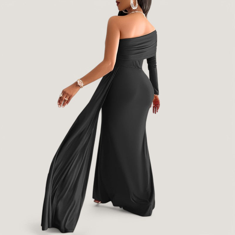 Kvinders Asymmetrisk Maxi Kjole Polyester Bodycon 3